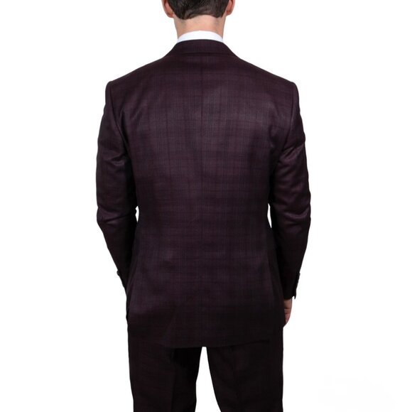Burgundy Glen Check 3 Piece Stacy Adams Men's Suit - Picture 4 of 4